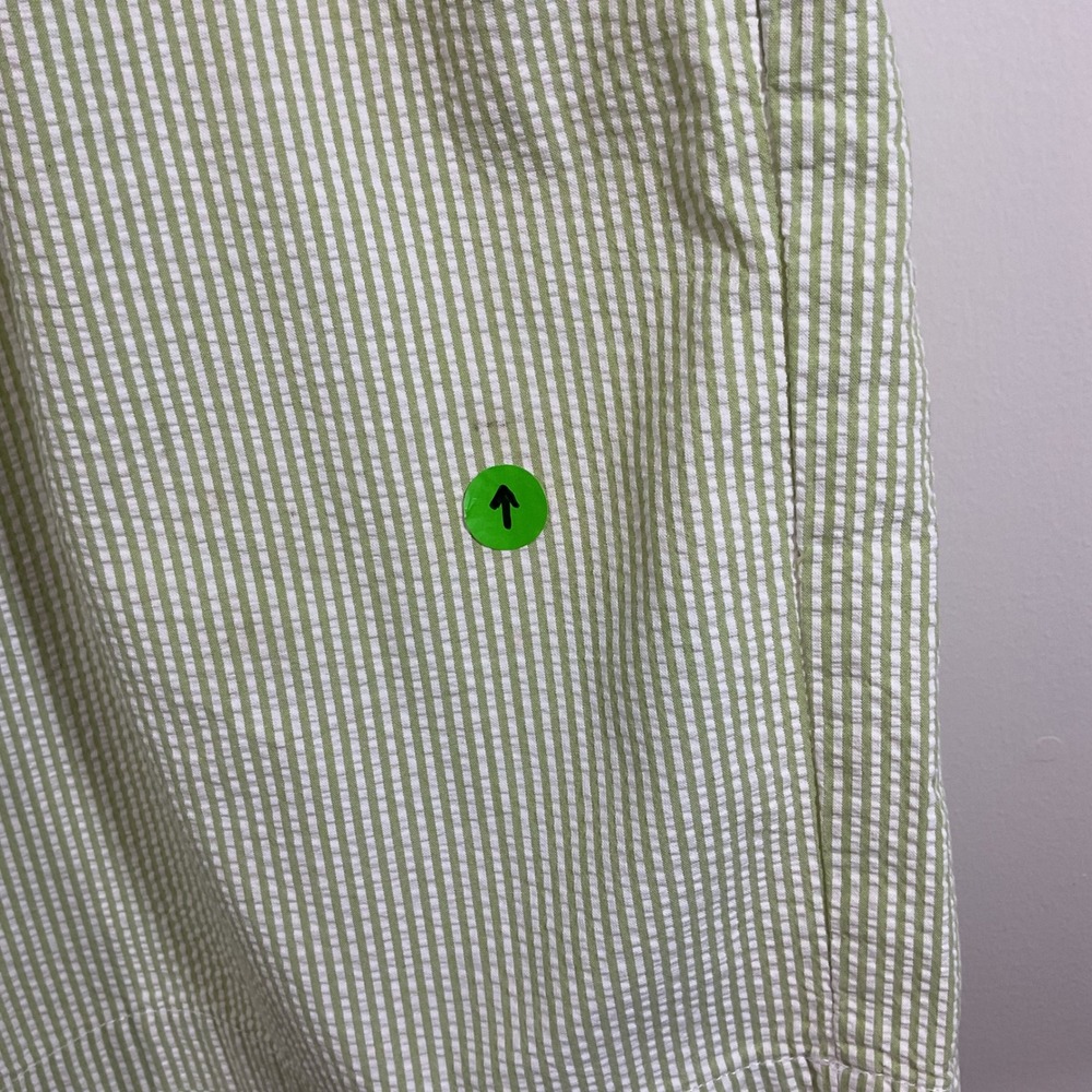 Polo Ralph Lauren Tyler Short Mens 33 Green White Striped Seersucker Pleated VTG - Picture 4 of 11